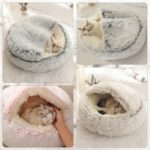Niche panier en peluche longue, pour chat et chien, 40 à 60 cm – Image 2