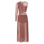 Robe de danse avec une manche longue, taille découpée, justaucorps en maille – Image 4