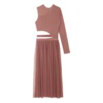 Robe de danse avec une manche longue, taille découpée, justaucorps en maille – Image 5