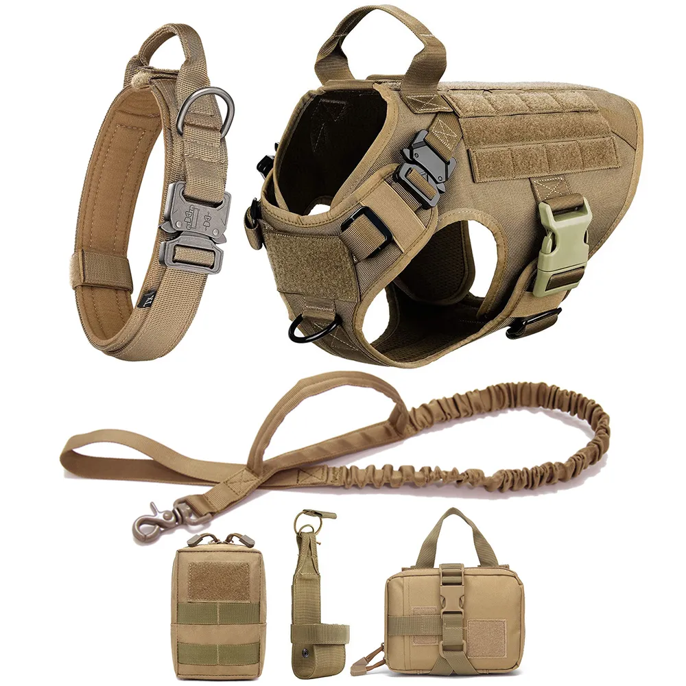 166805-sakkpt.jpg Ensemble de harnais, laisse, vêtement et accessoires tactiques en nylon, pour chien, 6 pièces – Image 1