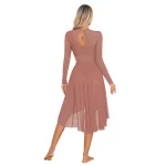 Robe de danse lyrique moderne, manches longues, paillettes, maille transparente, justaucorps – Image 2