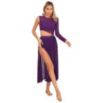 Robe de danse avec une manche longue, taille découpée, justaucorps en maille – Image 7