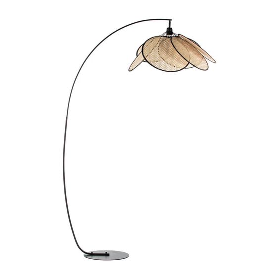 Lampadaire à arc en rotin tricoté, bambou, 180 cm