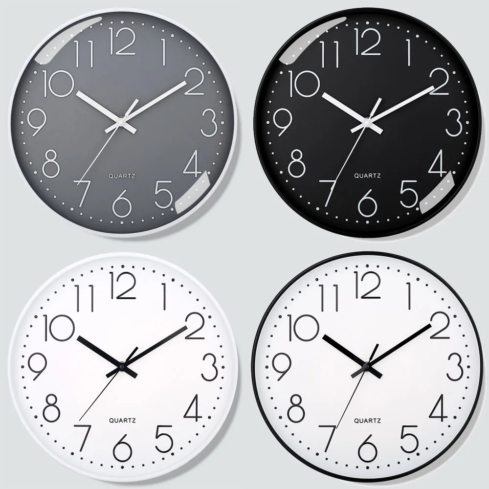 Horloge murale ronde à Quartz, silencieuse, verre antibuée et épaissi 4K, diamètre 30 cm