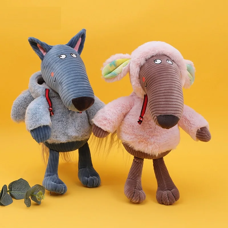 Peluche de p'tit loup et mouton mignon, avec vêtement doux et moelleux, 30 cm
