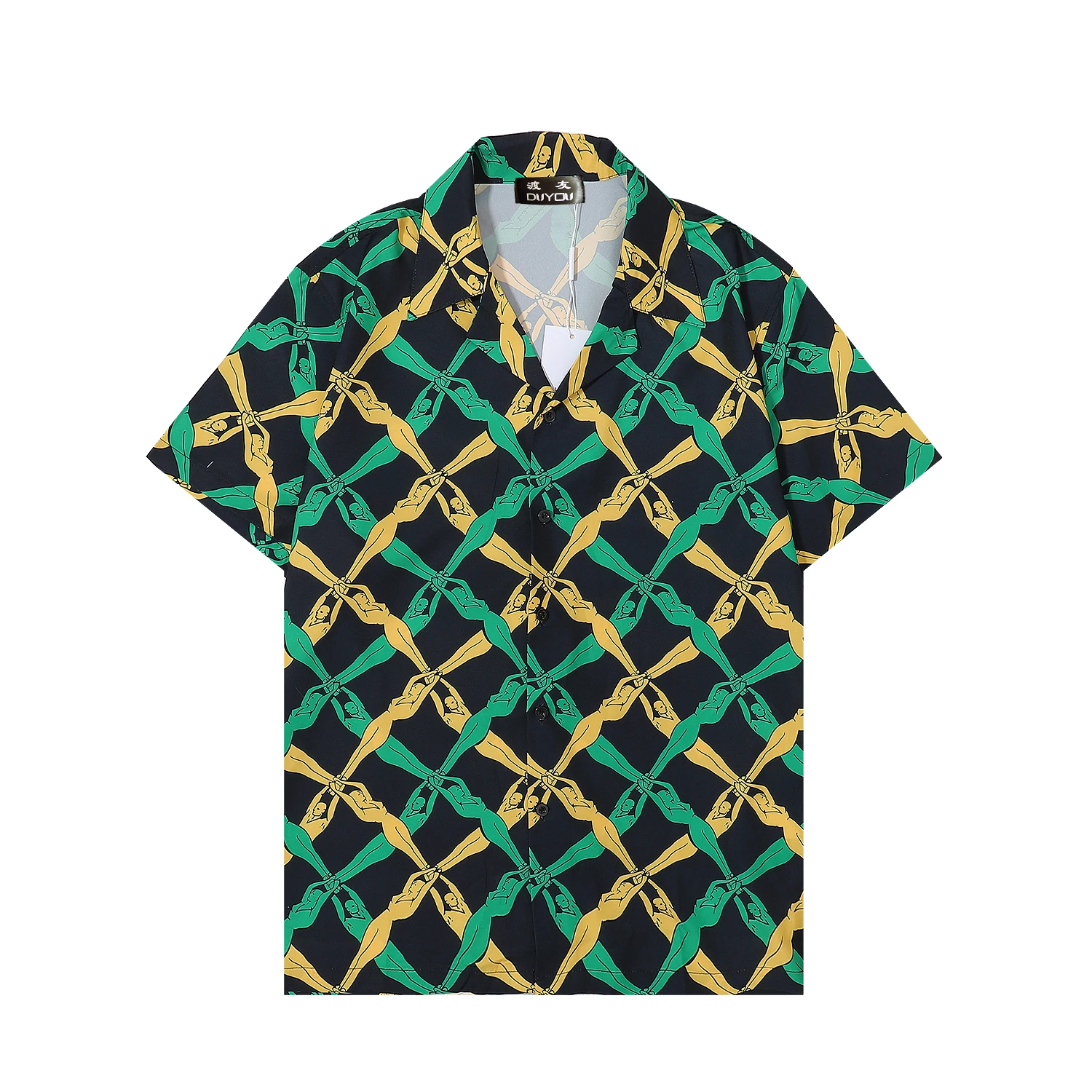 Chemise en coton pour homme, à manches courtes, décontracté, imprimé fantaisie