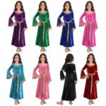 Costume de princesse médiéval pour fille, déguisement en velours à manches longues évasées – Image 3