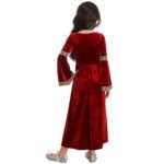 Costume de princesse médiéval pour fille, déguisement en velours à manches longues évasées – Image 2