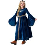 Costume de princesse médiéval pour fille, déguisement en velours avec manches en cloche – Image 4
