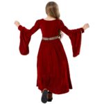 Costume de princesse médiéval pour fille, déguisement en velours avec manches en cloche – Image 2