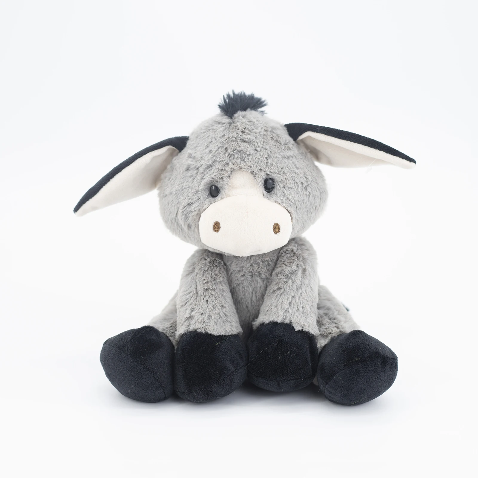 168716-ls18a3.jpg Peluche d'âne gris et noir, dessin animé, douce et confortable, 25 cm – Image 1