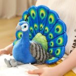 Peluche de paon bleu et vert, douce et confortable, 30 cm – Image 6
