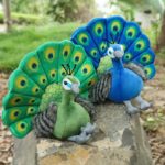 Peluche de paon bleu et vert, douce et confortable, 30 cm