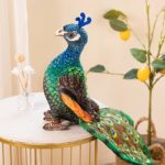 Peluche de paon réaliste, bleu et vert, doux, de 28 à 35 cm – Image 5