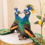 Peluche de paon réaliste, bleu et vert, doux, de 28 à 35 cm – Image 3
