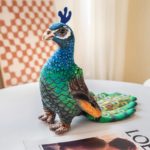 Peluche de paon réaliste, bleu et vert, doux, de 28 à 35 cm – Image 4