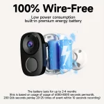 Caméra de surveillance WiFi, FHD 1080P, étanche, rechargeable, dispositif de sécurité extérieur et intérieur – Image 3