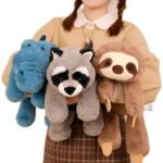 Peluche d'animaux paresseux, raton laveur, renard, crocodile, douce et confortable, de 43 à 63 cm
