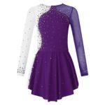 Costume de patinage artistique pour enfant, avec manches longues, pour compétition – Image 3