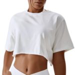T-shirt de fitness en coton, à manches courtes, haut court – Image 9