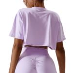 T-shirt de fitness en coton, à manches courtes, haut court – Image 4