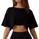 T-shirt de fitness en coton, à manches courtes, haut court – Image 9