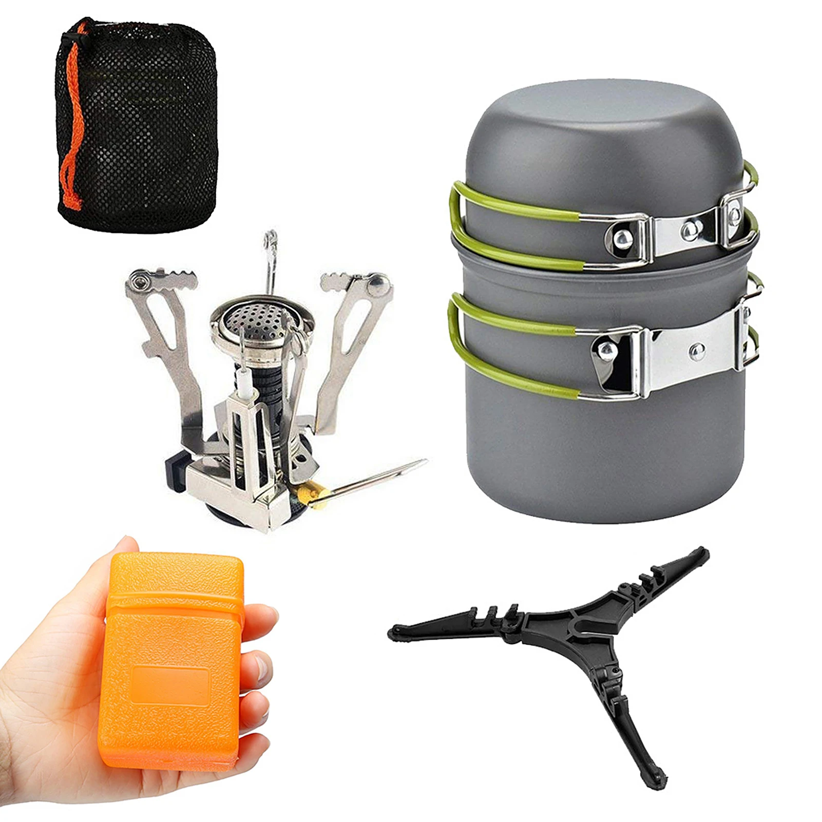 Ensemble de réchaud à gaz 3000 W, casseroles de camping et support de sécurité