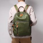 Sac à dos de voyage en cuir véritable, pour ordinateur portable jusqu'à 15", multi-poches – Image 3