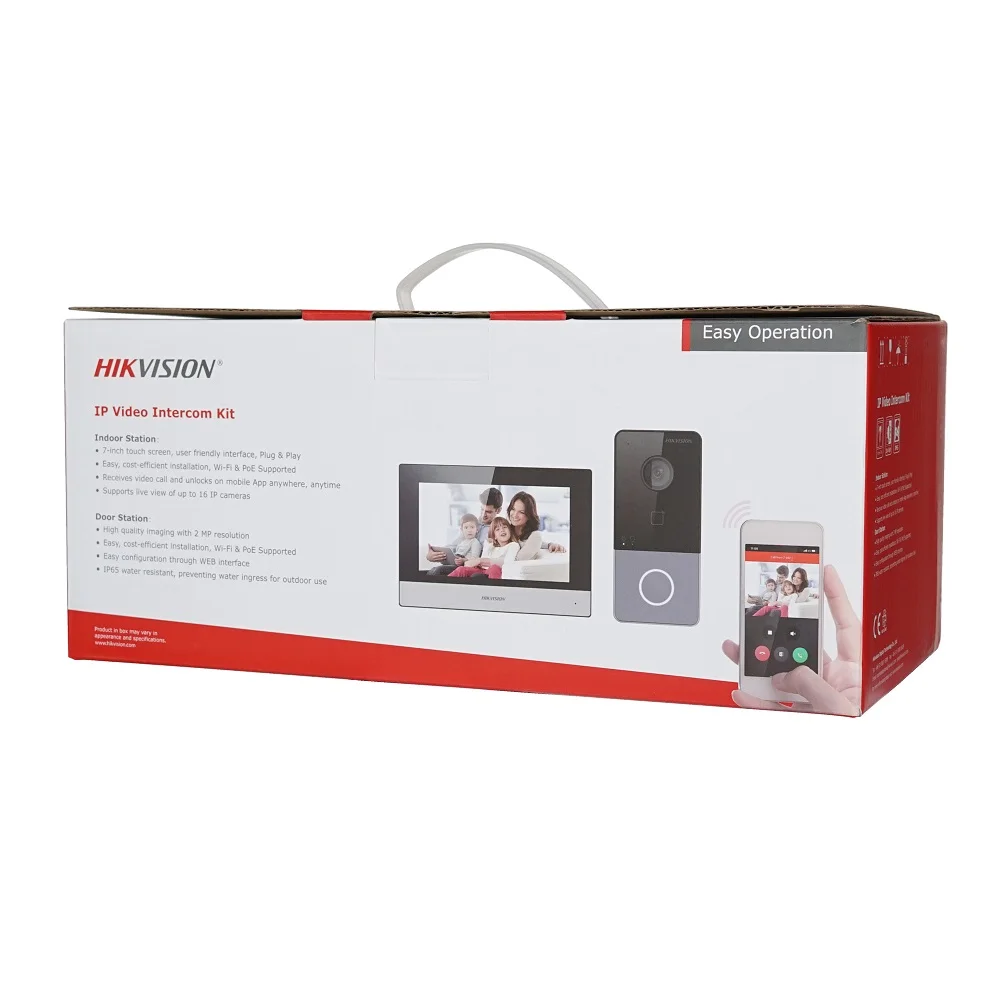 Système de sonnette vidéophone, station à écran tactile 7", PoE standard, Wifi, DS-KH6320-WTE1, DS-KV6113-WPE1(C)
