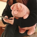 Peluche d'animaux, gros doudou, lapin, cochon, dinosaure, ours, renard, chat noir, 40 cm – Image 3