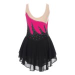 Costume de patinage artistique pour enfant, sans manches, maille transparente et strass – Image 4