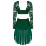 Costume de danse lyrique pour femme, à manches longues, 2 pièces – Image 8
