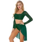 Costume de danse lyrique pour femme, à manches longues, 2 pièces – Image 3