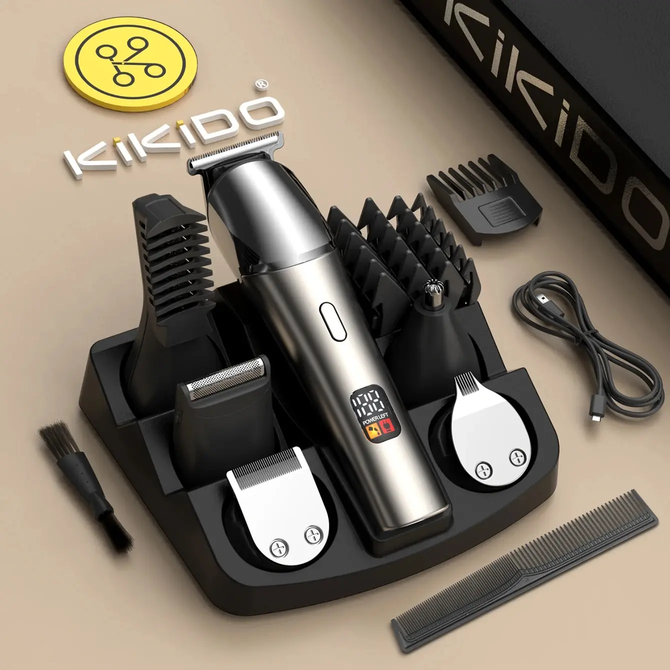 Tondeuse à cheveux et barbe de précision KK-9001T, 11 en 1, étanche, rechargeable