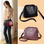 Sac à bandoulière, fourre-tout en cuir brodé, 3 compartiments de rangement – Image 2