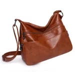 Sac à bandoulière en cuir, de grande capacité, style vintage, décontracté et pratique – Image 5