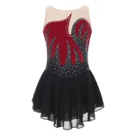 Costume de patinage artistique pour enfant, sans manches, maille transparente et strass – Image 6