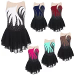 Costume de patinage artistique pour enfant, sans manches, maille transparente et strass – Image 2