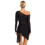 Robe de danse à franges pour femme, manches longues, maille transparente, vêtement de danse latine – Image 2
