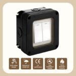 Interrupteur d’éclairage à bouton-poussoir, étanche IP66, 2 voies, pour extérieur, camping car – Image 4