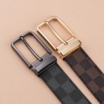 Ceinture en cuir à carreaux, avec boucle en alliage, de 105 à 130 cm – Image 5