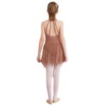 Costume de danse de ballet, patinage artistique pour enfant, justaucorps en maille, strass – Image 2
