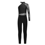 Combinaison de danse pour enfant, maille transparente, strass – Image 4