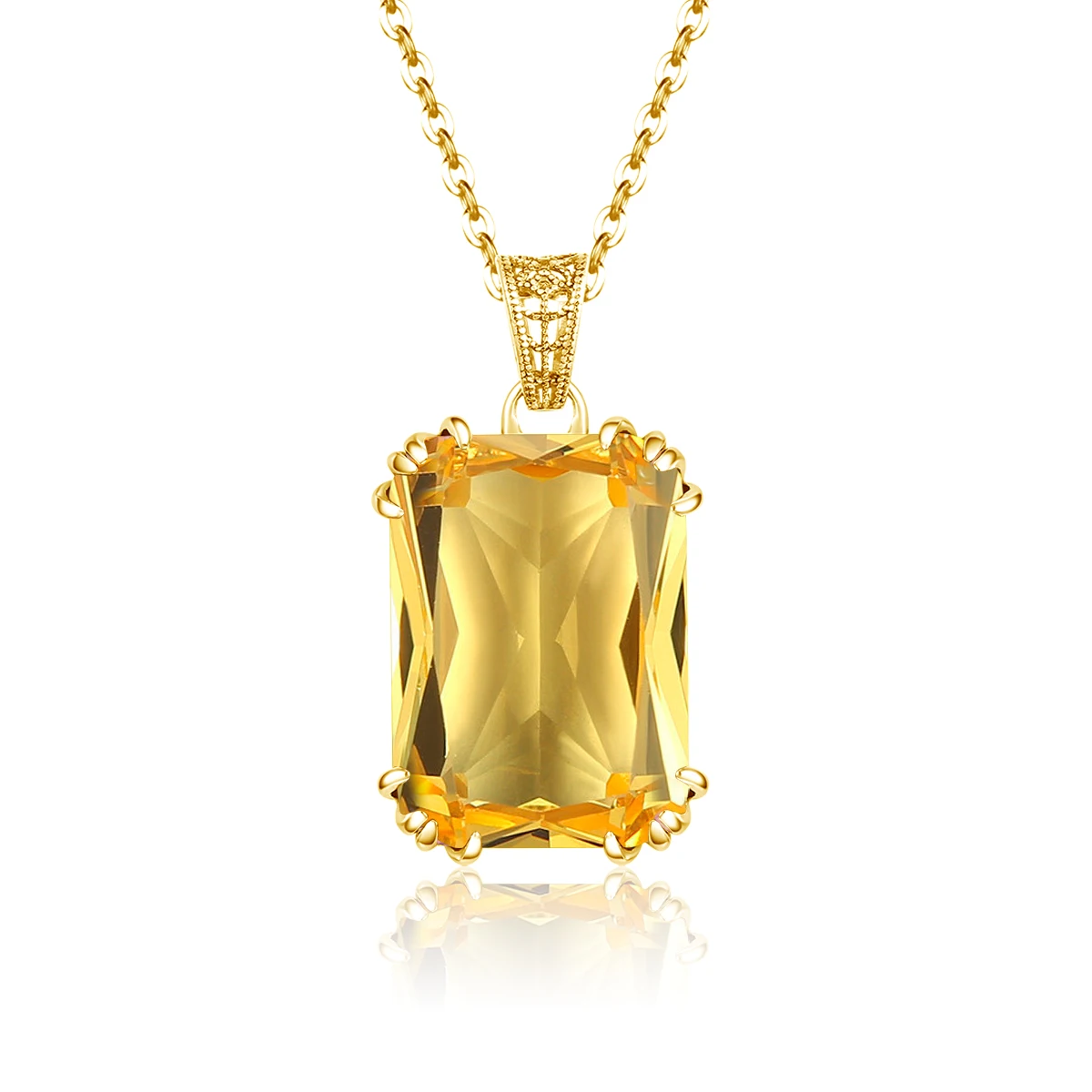 Pendentif en argent plaqué Or 18 ct, avec pierre au choix