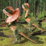 Lot de 2 peluches réalistes, dinosaure Dilophosaurus, Jurassic Park, 50 cm
