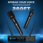 Système de 2 microphones sans fil UHF, à fréquence réglable 520 à 579 MHz, entièrement en métal – Image 4