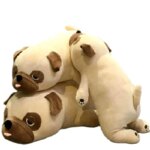 Peluche géante coussin, chien Carlin couché, douce et confortable, 50 à 85 cm