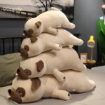 Peluche géante coussin, chien Carlin couché, douce et confortable, 50 à 85 cm – Image 3
