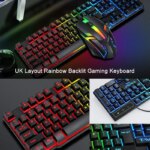Ensemble clavier mécanique, souris, casque de jeux et tapis, rétroéclairage RGB, QWERTY, filaire – Image 3