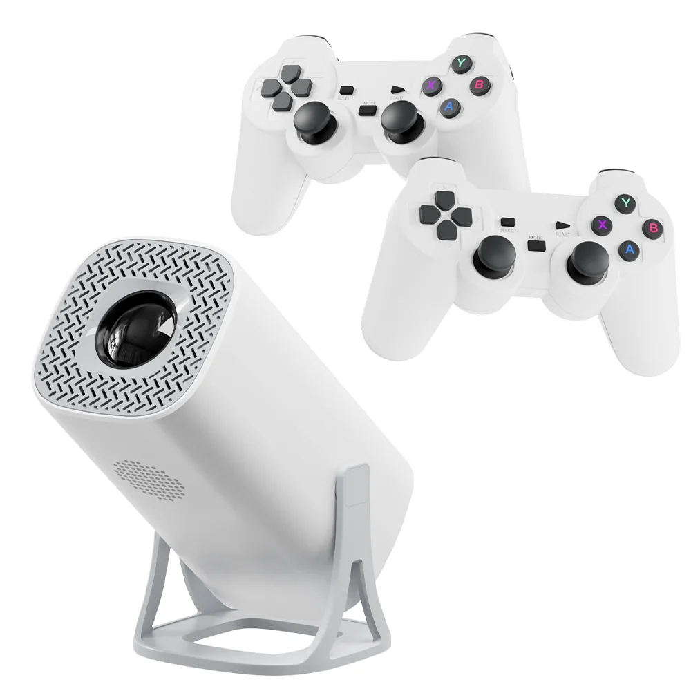 Projecteur et console de jeux Android 11, 2 en 1, 3000 jeux vidéo, 2 manettes sans fils, 1280x720P, WiFi 6